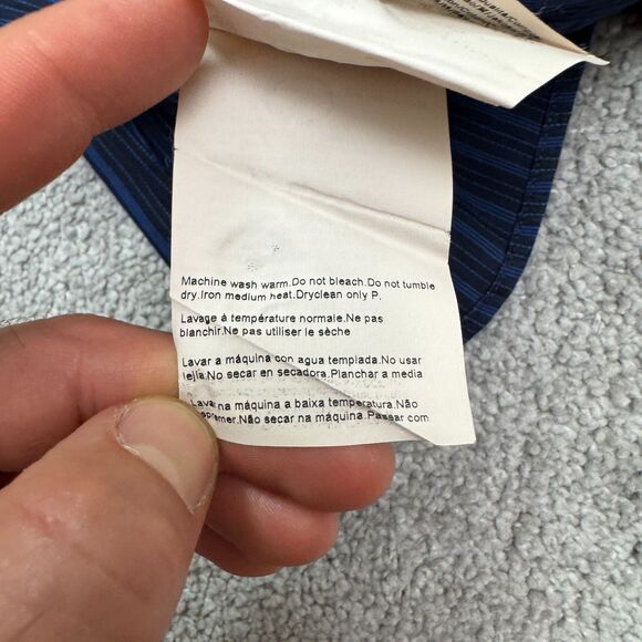 Hugo Boss Dress Shirt Mens 15.5 32/33 Navy Blue Striped 100% Cotton Workwear - Picture 11 of 16